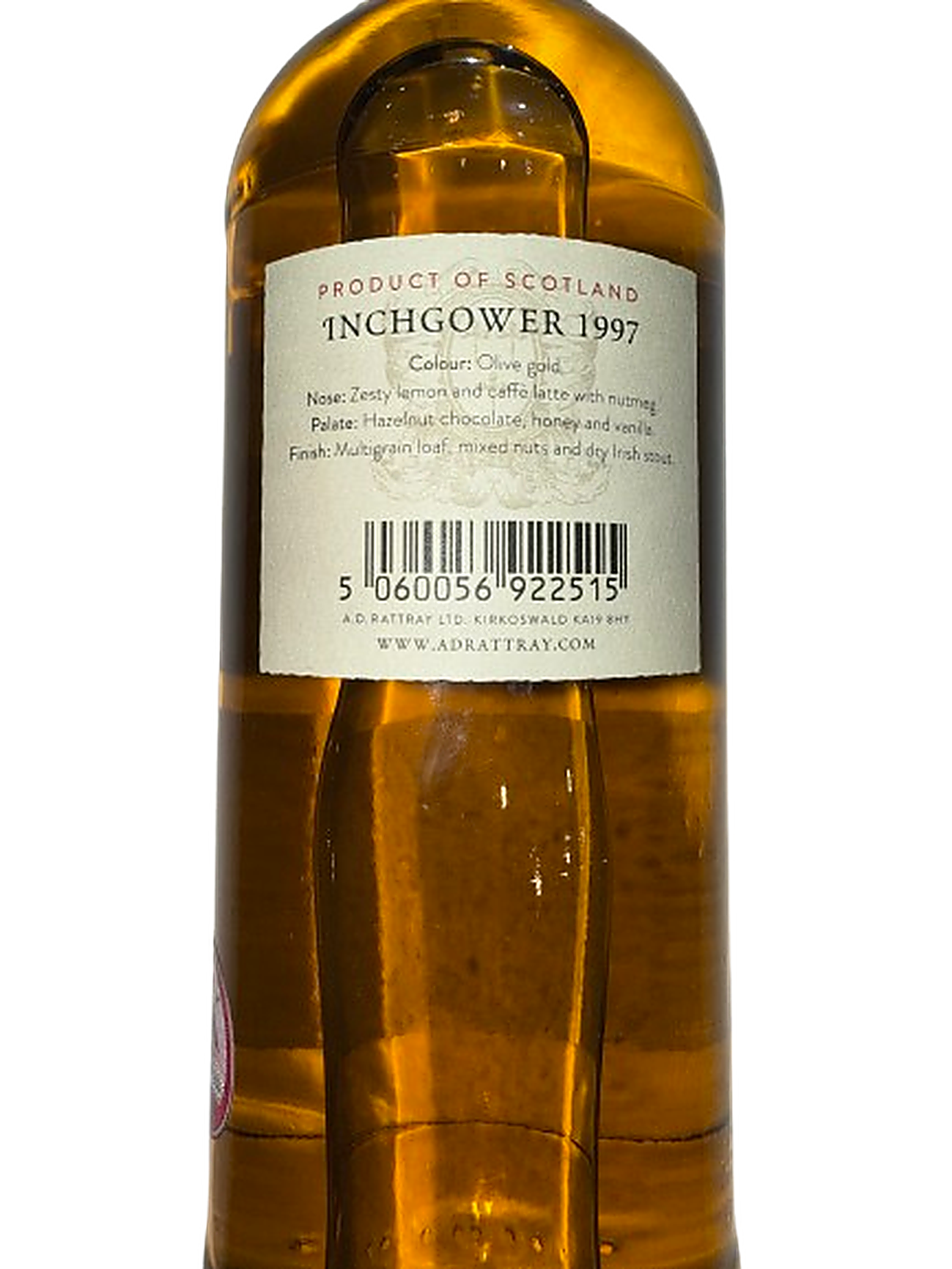 A.D. Rattray Inchgower 20 Year Old - Back label