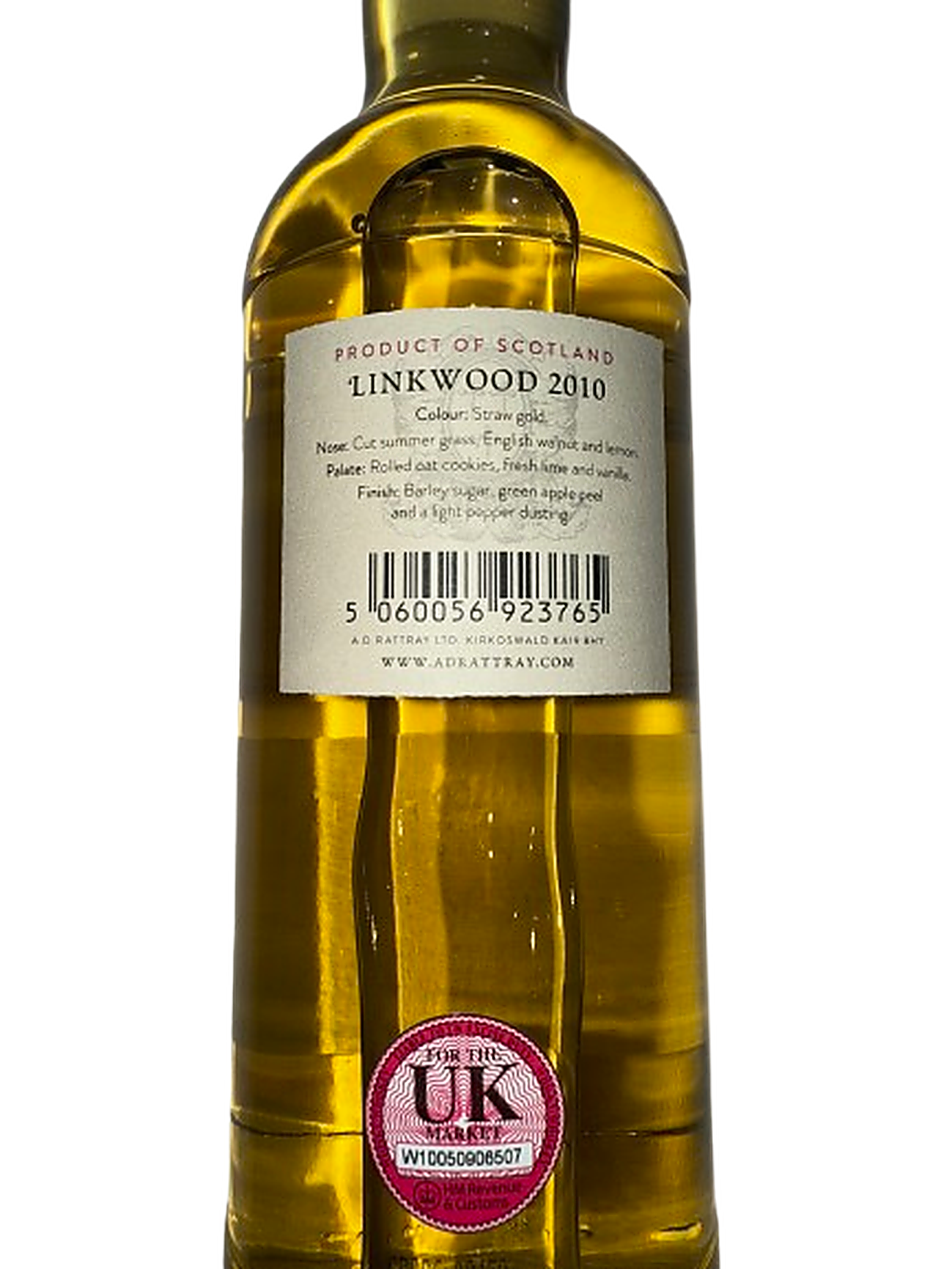 A.D. Rattray Linkwood 10 Year Old - Back label