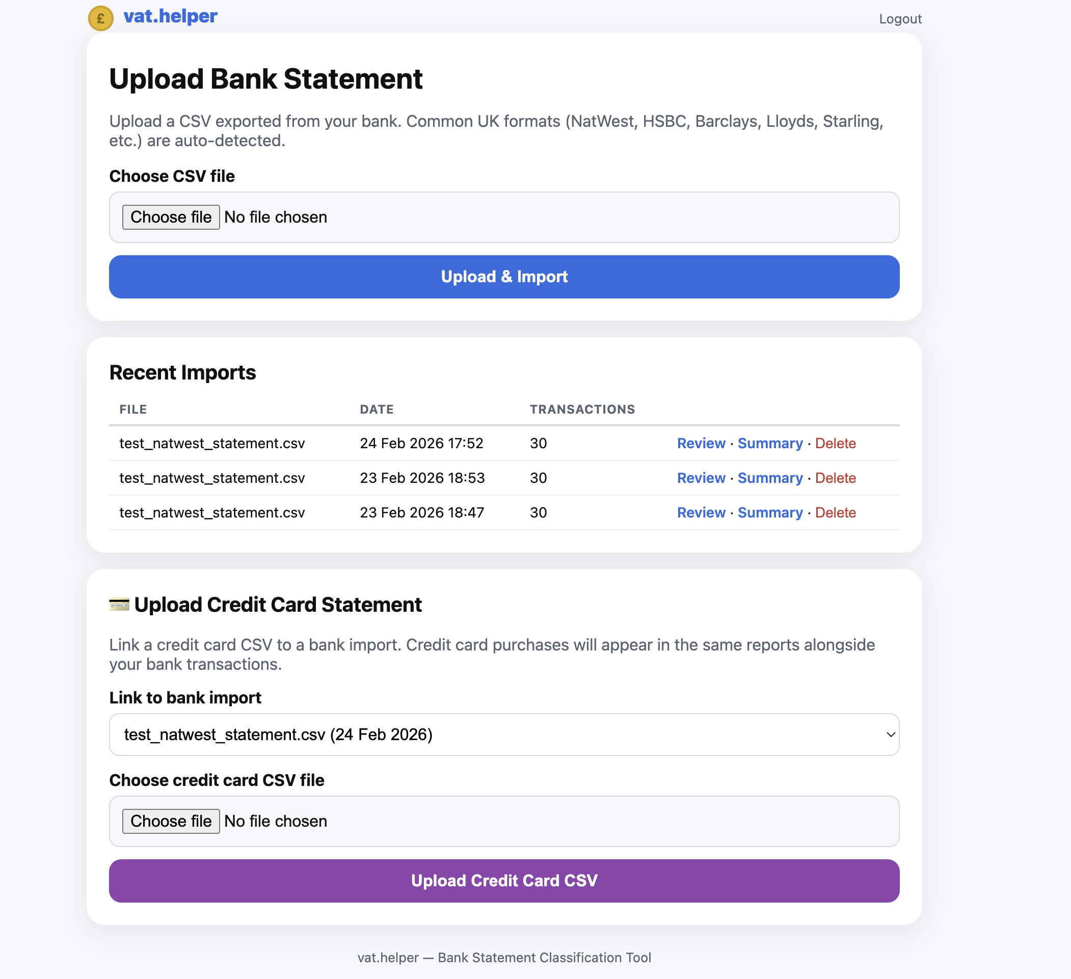 Upload Bank Statement